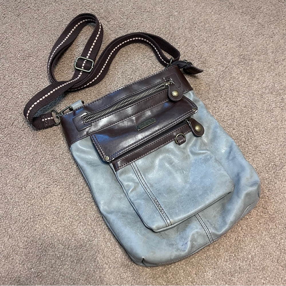 Gray & Brown Chala Crossbody Handbag Leather